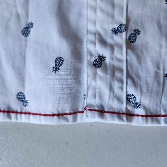 Distortion 3XL Short Sleeve Button Up Shirt Blue Pineapples on White - Picture 9 of 11